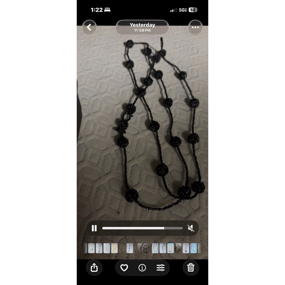 Victorian antique Melon black satin glass bead mourning necklace